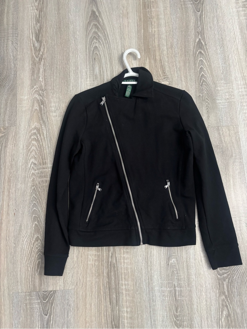 Black Asymmetrical Zip Jacket - Brand: Lauren Ralph Lauren
